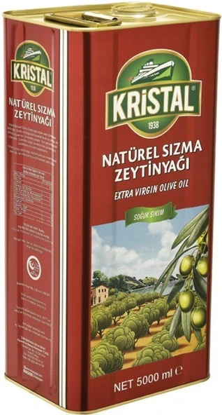 Kristal Zeytinyağı 15LT Natürel Sızma Soğuk Sıkım (Teneke) (3PK*5LT) - 3