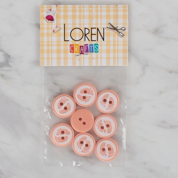 Loren Crafts yavruağzı 8 li ayak izi düğme - 434