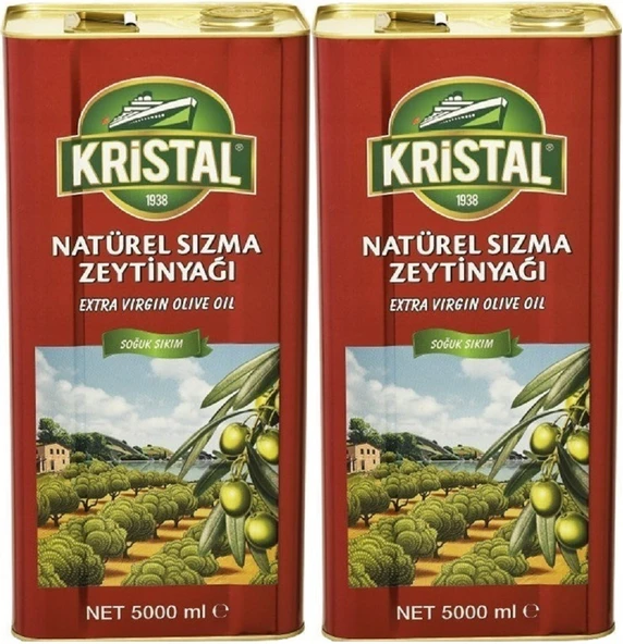 Kristal Zeytinyağı 10LT Natürel Sızma Soğuk Sıkım (Teneke) (2PK*5LT)