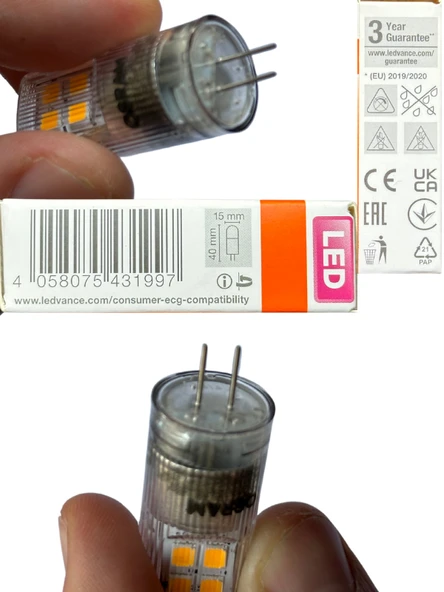 (2 Adet) Osram 2,6W (28W) 2700K (Sarı Işık) G4 Duylu Led Kapsül Ampul - Resim 5