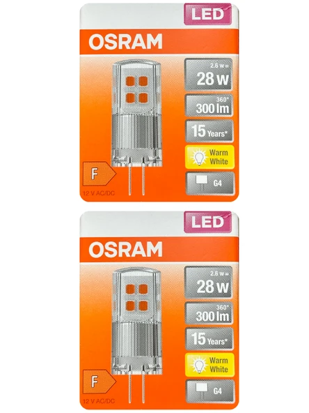 (2 Adet) Osram 2,6W (28W) 2700K (Sarı Işık) G4 Duylu Led Kapsül Ampul