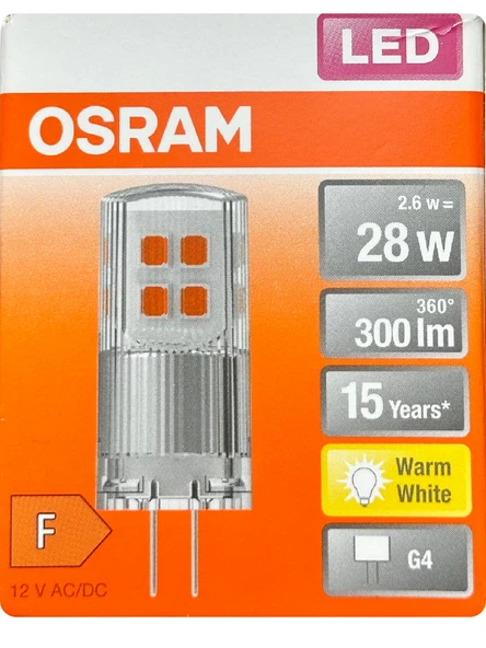 (3 Adet) Osram 2,6W (28W) 2700K (Sarı Işık) G4 Duylu Led Kapsül Ampul - Resim 2