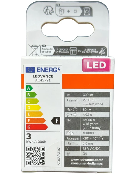 (2 Adet) Osram 2,6W (28W) 2700K (Sarı Işık) G4 Duylu Led Kapsül Ampul - Resim 4