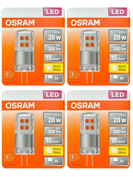 (4 Adet) Osram 2,6W (28W) 2700K (Sarı Işık) G4 Duylu Led Kapsül Ampul ürün görseli 1