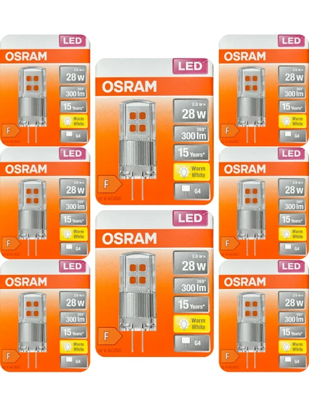 (8 Adet) Osram 2,6W (28W) 2700K (Sarı Işık) G4 Duylu Led Kapsül Ampul ürün görseli 1
