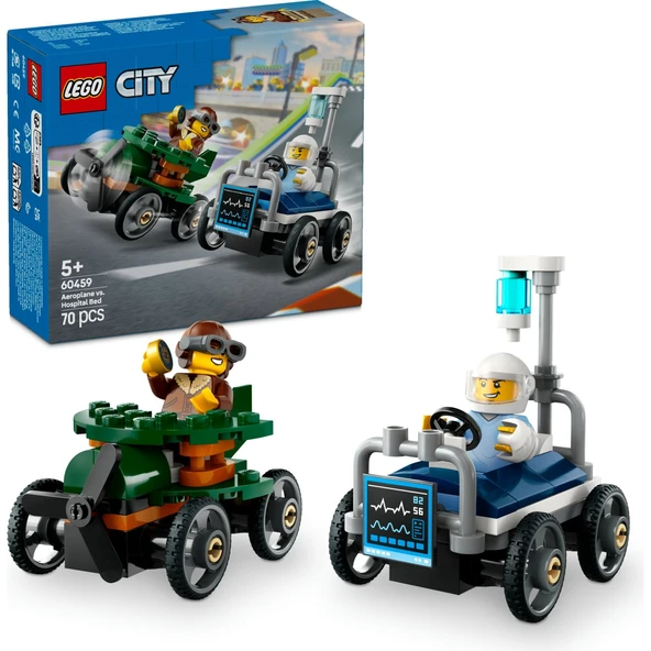 Lego City Uçak, Hastane Yatağına Karşı Yarış Arabası Paketi 60459 - 5 Yaş Üzeri Çocuklar için Yaratıcı Oyuncak Yapım Seti ürün görseli
