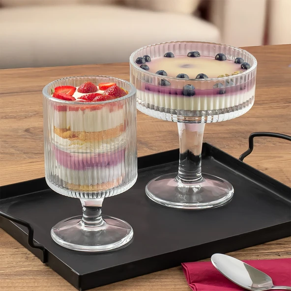 Porsima 4lü Ayaklı Dondurma Ve Magnolia Kasesi, Şekerlik, Çerezlik Sunum Kasesi 250ml - 150ml - 3