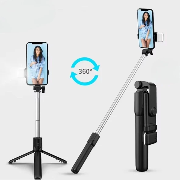 Kendiliğinden Led Işıklı Kumandalı Uzayabilen Selfie Çubuğu,masa Üstü Tripod - 3