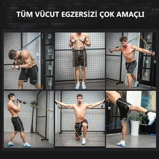 11 Parça Lateks Egzersiz Bandı Çekme Halatı Egzersiz Seti - 3