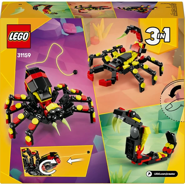 Lego Creator 3’ü 1 Arada Vahşi Hayvanlar: Şaşırtıcı Örümcek 31159 - 7 Yaş ve Üzeri Çocuklar için Akrep veya Yılana Dönüşebilen Yaratıcı Oyuncak Yapım Seti - 4