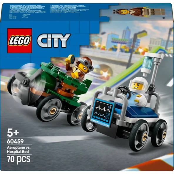Lego City Uçak, Hastane Yatağına Karşı Yarış Arabası Paketi 60459 - 5 Yaş Üzeri Çocuklar için Yaratıcı Oyuncak Yapım Seti - Resim 3