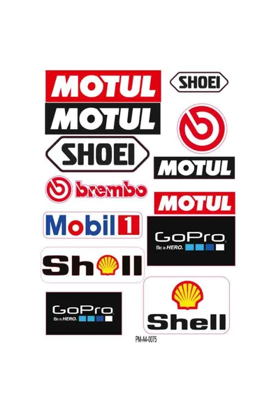 PROMOT SPONSOR MOTUL SHELL EKİPMAN KASK MOTORSİKLET STİCKER SETİ 01