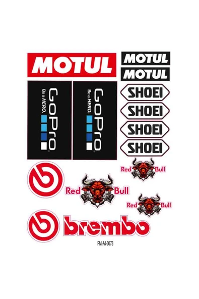 PROMOT BREMBO MOTUL SHOIE EKİPMAN KASK MOTORSİKLET STİCKER SETİ 01