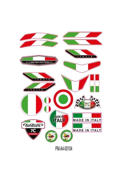 PROMOT ITALY TASARIMLI GRENAJ EKİPMAN KASK MOTORSİKLET STİCKER SETİ