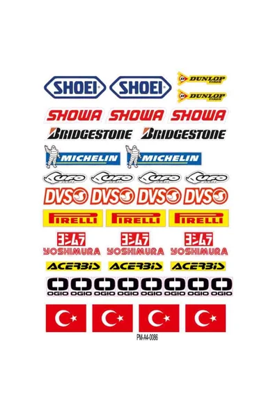 PROMOT KARIŞIK ÇOKLU EKİPMAN KASK MOTORSİKLET STİCKER SETİ 04