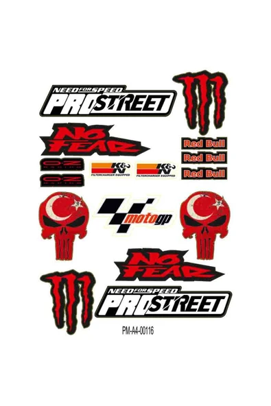 PROMOT PRO STREET SPONSOR EKİPMAN KASK MOTORSİKLET STİCKER SETİ 01