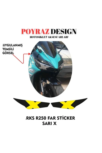 Rebon MotoDesign RKS R250 UYUMLU FAR KAPLAMA STİCKER SARI X 2023/24