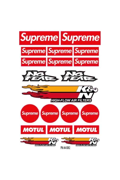 PROMOT MOTOSİKLET SPONSOR SUPREME GRENAJ EKİPMAN KASK STİCKER SETİ 01