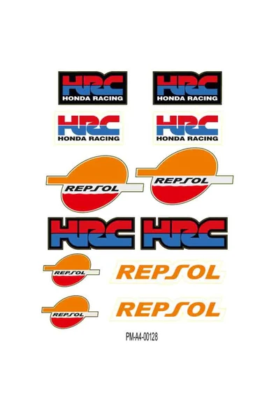 PROMOT SPONSOR  HRC REPSOL TASARIMLI EKİPMAN KASK MOTORSİKLET STİCKER SETİ 01