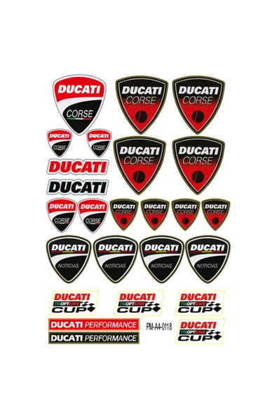 PROMOT PERFORMANCE DUCATI TASARIMLI KARIŞIK SPONSOR EKİPMAN KASK MOTORSİKLET STİCKER SETİ 01