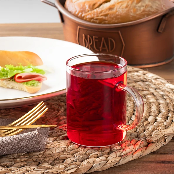 Porsima 6080 Borosilikat Isıya Dayanıklı Cam Kulplu Çay Bardağı Kahve Ve Çay Kupası 3'lü 200ml - 3