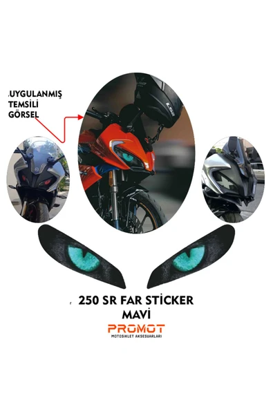 PROMOT CFMOTO 250 SR UYUMLU FAR KAPLAMA STİCKER MAVİ