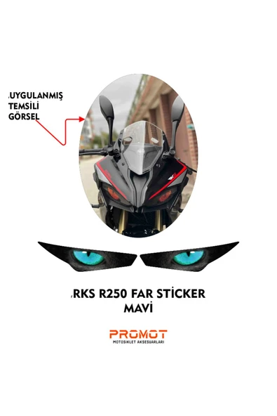 PROMOT RKS R250 UYUMLU FAR KAPLAMA STİCKER MAVİ 2023/24