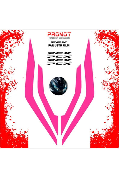 PROMOT PCX 125/150 UYUMLU FAR KAPLAMA STİCKER 2021-24 PEMBE