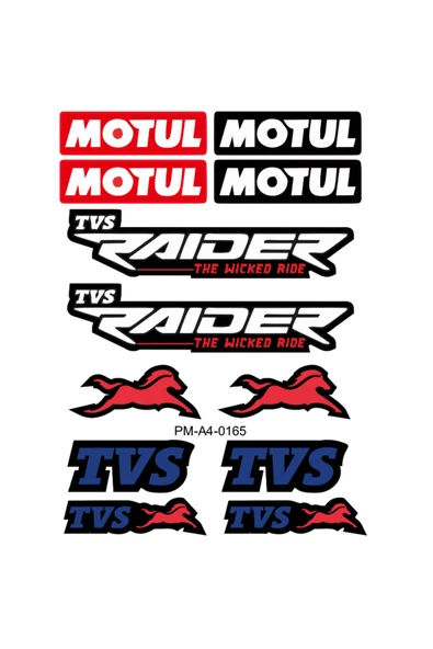 PROMOT TVS RAİDER MOTOSİKLET STİCKER SETİ A4 EBATI ÇOKLU STİCKER