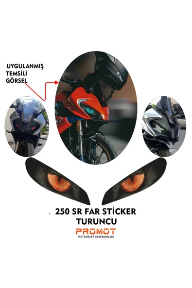 PROMOT CFMOTO 250 SR UYUMLU FAR KAPLAMA STİCKER TURUNCU