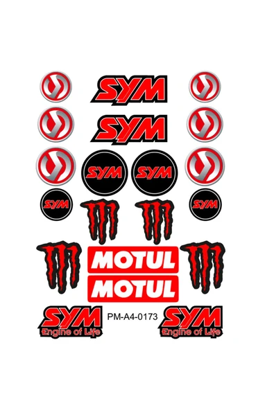 PROMOT SYM MOTUL TASARIMLI EKİPMAN KASK MOTOSİKLET STİCKER SETİ 02