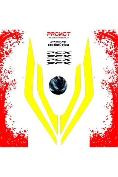 PROMOT PCX 125/150 UYUMLU FAR KAPLAMA STİCKER 2021-24 SARI
