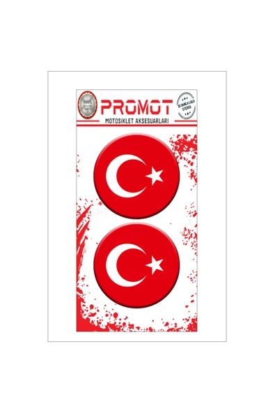 PROMOT TÜRK BAYRAĞI 3D KABARTMALI DAMLA LOGO STİCKER 5cm 04