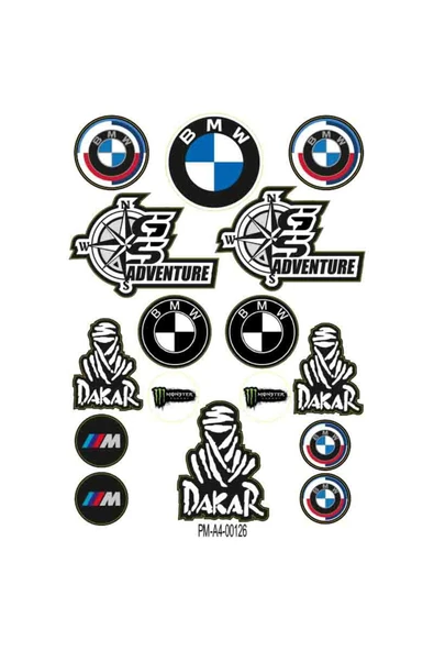 Rebon MotoDesign SPONSOR  DAKAR BMW TASARIMLI EKİPMAN KASK MOTORSİKLET STİCKER SETİ 01