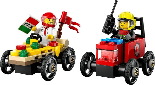 LEGO City 60458 Pizza vs. Fire Truck Race Car Pack - 3