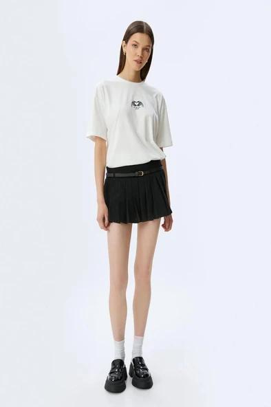 Koton Oversize Arkası Baskılı Sloganlı Bisiklet Yaka Kısa Kollu Tişört - Resim 2