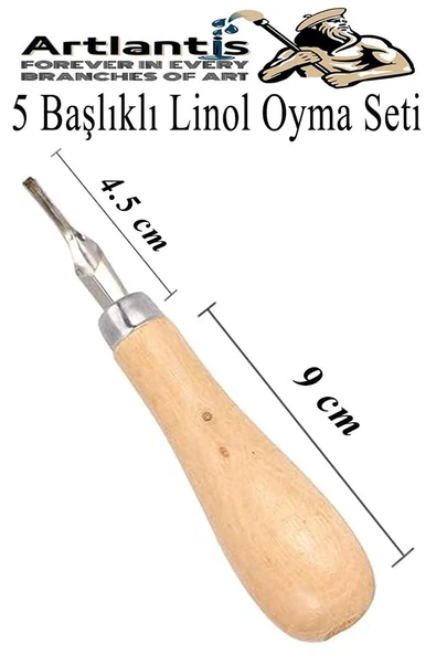 Linol Oyma Seti 7 Parça 1 Paket Linol Oyma Kesme Bıçak Seti 5 Bıçaklı Linolyum Baskı Ahşap Saplı - 3