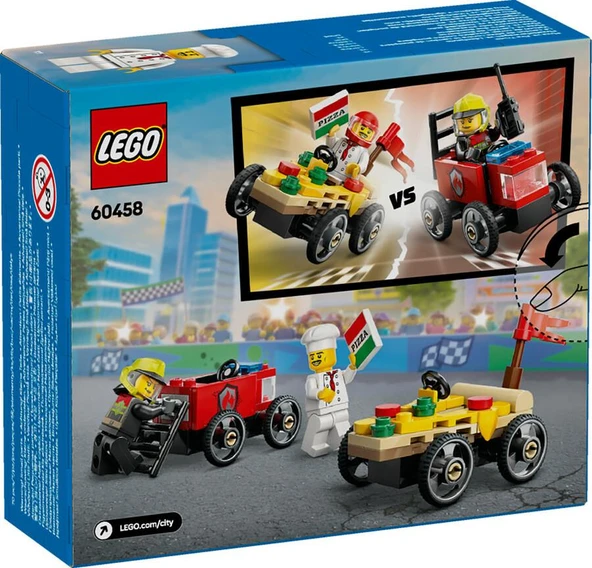 LEGO City 60458 Pizza vs. Fire Truck Race Car Pack - 2