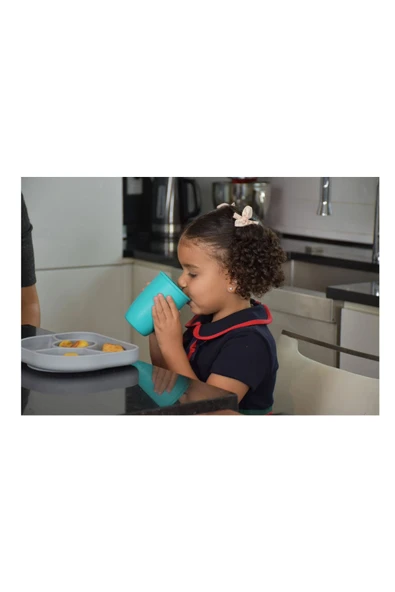 Bblüv Küp Dönüştürülebilir Silikon Damlatmaz Bardak  Mavi 240 ML - 3