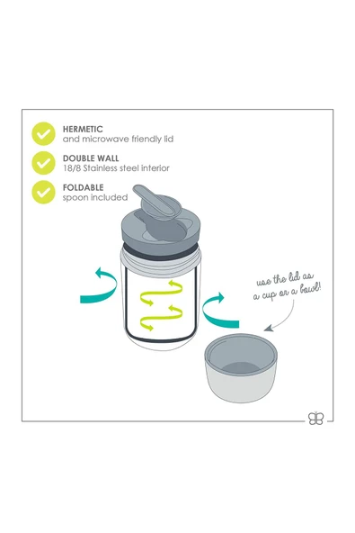 Bblüv Foöd Mama Termosu ve Kaşık 300ml  Yeşil - 6