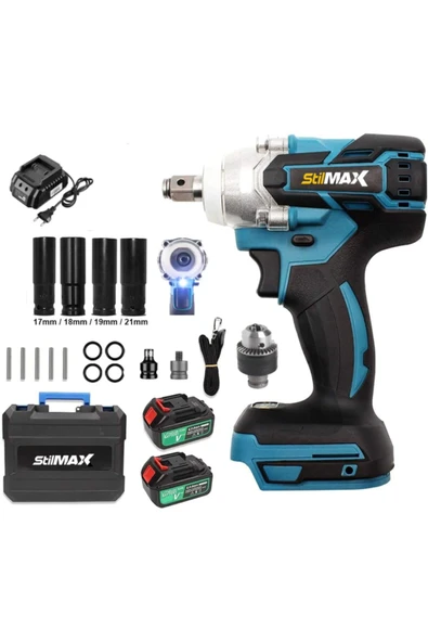 stilmax  Germany Bl Motor 58v 10ah Çift Torq Somun Sıkma Sökme Bijon Matkap + Super Aksesuar Seti