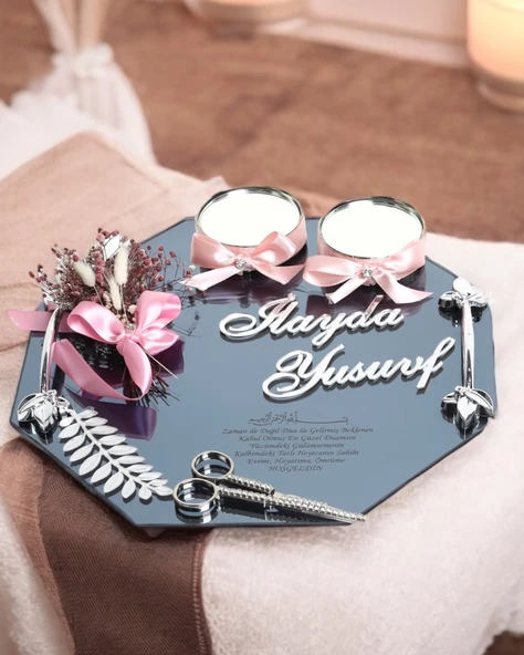 Affinity Gümüş Söz Nişan Tepsisi  Pembe