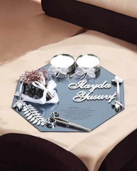 Affinity Gümüş Söz Nişan Tepsisi Beyaz