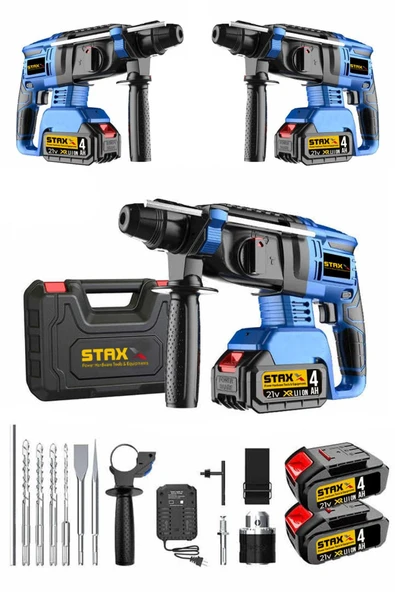 STAXX POWER  Akt214a Kömürsüz Brushless Motorlu 21v 4ah 5j Akülü Kırıcı Delici Metal Dişli + Set Hediyeli