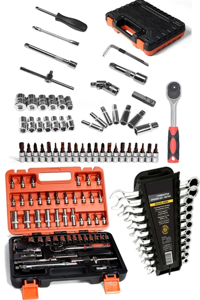 STAXX POWER  Profesyonel CR-V 1/4 Cırcırlı 53 Parça Tam Set Lokma Takımı + 12 Parça Kombine Anahtar Usta Seti - 2
