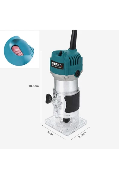 STAXX POWER  Staxx Pro 6 Kademe Devir Ayarlı 1600w Formika Traşlama Freze Makinesi 6mm Pens 2 Yıl Garantili - 4