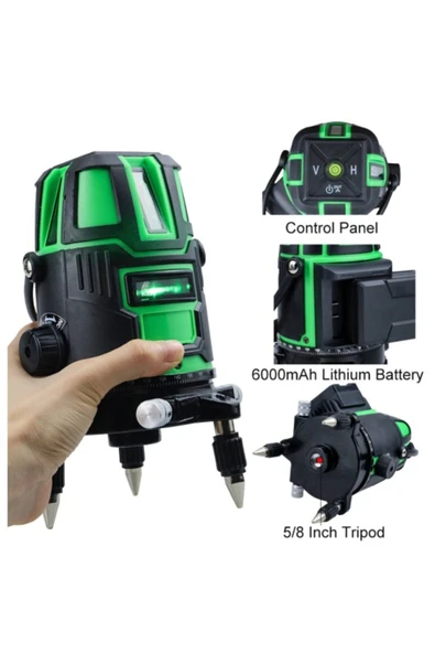 STAXX POWER  Germany Tek Akülü Otomatik Hizalamalı 360° Çantalı Yatay Dikey Çok Fonksiyonlu Lazer Metre - 2