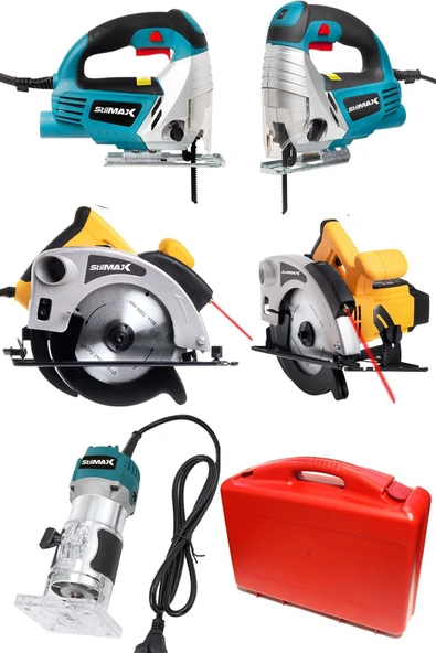 stilmax  3'lü Usta Marangoz Makine Seti Freze Formika + Ahşap Kesme Daire Testere + Ahşap Kesme Dekupaj Mak