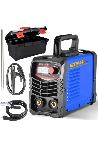 STAXX POWER  Super Mma200x 200 Amper Profesyonel Dijital Göstergeli Inverter Kaynak Makinesi Çantalı Set