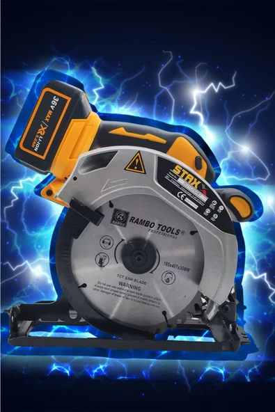 STAXX POWER  Kömürsüz Motor Çift Pistonlu 36v 5ah Çift Akülü Sunta Ahşap Kesme Daire Testere + 185mm Bıçak - 2